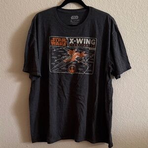 Star Wars X-Wing Starfighter Charcoal Tee Shirt Top Size 2XL
